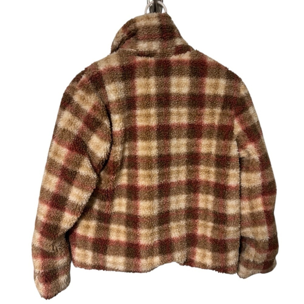 Avec Les Filles Plaid Sherpa Fleece Button Jacket Size Medium - Picture 3 of 4